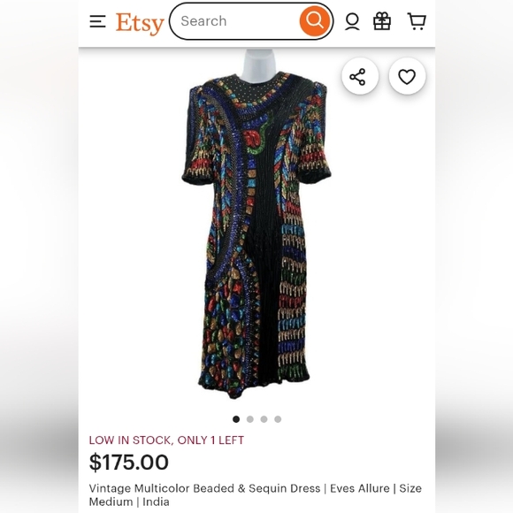 Vintage Sequined Beaded DRESS Eve's Allure Sz Medium VNPLVC - Picture 1 of 7
